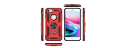 For iPhone SE 3 (2022) SE/8/7 Complete Magnetic Metal Ring Stand  Camera Protection Hybrid - Red