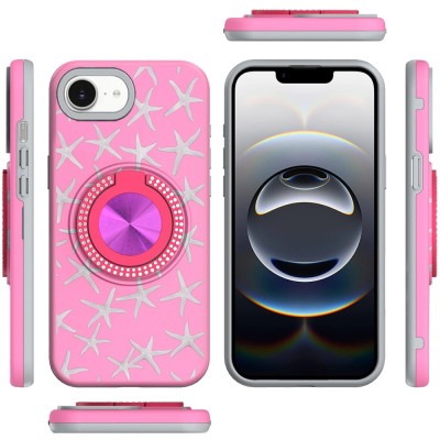 For iPhone SE 3 (2022) SE/8/7 Design Quotation [Magnetic Circle] Transparent Shockproof Hybrid - Floral A