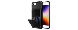 For iPhone SE 3 (2022) SE/8/7 ELEGANT Wallet Case ID Money Holder Case Cover - Black
