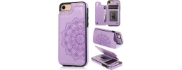 For iPhone SE 3 (2022) SE/8/7 ELEGANT Wallet Case ID Money Holder Case Cover - Lavender