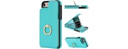 For iPhone SE 3 (2022) SE/8/7 ELEGANT Wallet Case ID Money Holder Case Cover - Teal