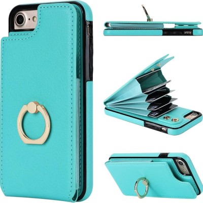 For iPhone SE 3 (2022) SE/8/7 ELEGANT Wallet Case ID Money Holder Case Cover - Teal