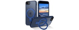 For iPhone SE 3 (2022) SE/8/7 ELITE Camera Push Magnetic Ring Stand Hybrid Case Cover - Blue