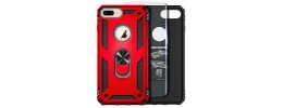 For iPhone SE 3 (2022) SE/8/7 ELITE Camera Push Magnetic Ring Stand Hybrid Case Cover - Red