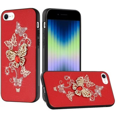 For iPhone SE 3 (2022) SE/8/7 Electroplated Fashion Solid Color TPU Case Cover - Red