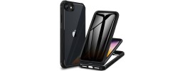 For iPhone SE 3 (2022) SE/8/7 Exquisite Tough Shockproof Hybrid Case Cover - Black