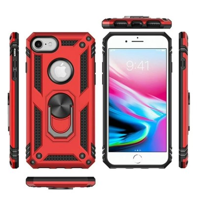 For iPhone SE 3 (2022) SE/8/7 Exquisite Tough Shockproof Hybrid Case Cover - Red