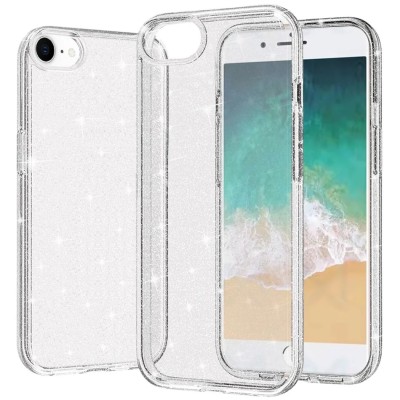 For iPhone SE 3 (2022) SE/8/7 Glitter Ultra Thick 3mm Transparent Hybrid Case Cover - Clear