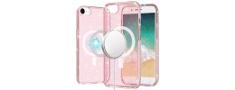 For iPhone SE 3 (2022) SE/8/7 Glitter Ultra Thick 3mm Transparent Hybrid Case Cover - Pink