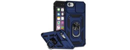 For iPhone SE 3 (2022) SE/8/7 Greatest Clear Acrylic [Magnetic Circle] ShockProof ToughThick Metal Button Hybrid - Light Blue