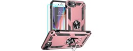 For iPhone SE 3 (2022) SE/8/7 Greatest Clear Acrylic [Magnetic Circle] ShockProof ToughThick Metal Button Hybrid - Light Pink