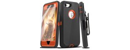 For iPhone SE 3 (2022) SE/8/7 Hard PU Leather Croc Design Hybrid Case Cover - Black