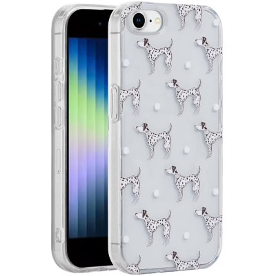 For iPhone SE 3 (2022) SE/8/7 Hard PU Leather Croc Design Hybrid Case Cover - White