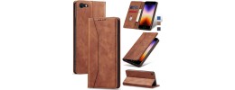 For iPhone SE 3 (2022) SE/8/7 Luxury Side Magnetic Button Card ID Holder PU Leather Case Cover - Brown