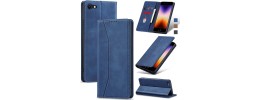 For iPhone SE 3 (2022) SE/8/7 Luxury Side Magnetic Button Card ID Holder PU Leather Case Cover - Dark Blue