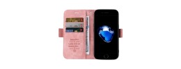 For iPhone SE 3 (2022) SE/8/7 Luxury Side Magnetic Button Card ID Holder PU Leather Case Cover - Rose Gold