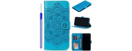For iPhone SE 3 (2022) SE/8/7 Luxury Side Magnetic Button Card ID Holder PU Leather Case Cover - Teal Butterfly Swirl