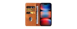 For iPhone SE 3 (2022) SE/8/7 Luxury Vertical Magnetic Button Card ID Holder PU Leather Case Cover - Brown