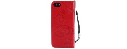 For iPhone SE 3 (2022) SE/8/7 Luxury Vertical Magnetic Button Card ID Holder PU Leather Case Cover - Red