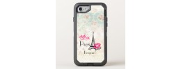 For iPhone SE 3 (2022) SE/8/7 METKASE Premium RANK Design Fused Hybrid in Slide-Out Package - Dark Grunge Eiffel Tower Paris Sakura Flowers