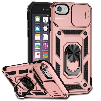 For iPhone SE 3 (2022) SE/8/7 Machine Magnetic Kickstand Case Cover - Rose Gold