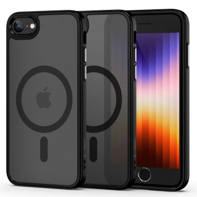 For iPhone SE 3 (2022) SE/8/7 MagSafe Compatible Matching Clear Transparent Circle Design Case Cover - Black