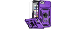 For iPhone SE 3 (2022) SE/8/7 OPTIMUM Magnetic Ring Stand Hybrid Case Cover - Dark Purple