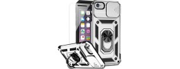 For iPhone SE 3 (2022) SE/8/7 Optimum Magnetic RingStand Case Cover - Silver