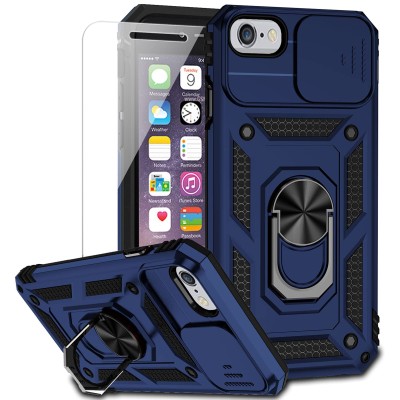 For iPhone SE 3 (2022) SE/8/7 PEAK 3in1 Toughest Hybrid with Stand Cover Case - Black/Blue