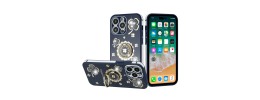 For iPhone SE 3 (2022) SE/8/7 Passion Square Hearts Diamond Glitter Ornaments Engraving Case Cover - Good Luck Floral Purple