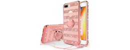 For iPhone SE 3 (2022) SE/8/7 Passion Square Hearts IMD Design with Diamond Ring Stand Case Cover - A