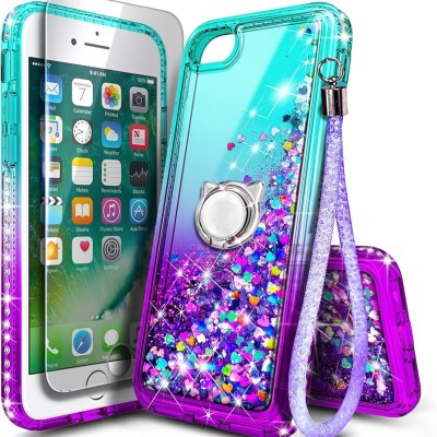 For iPhone SE 3 (2022) SE/8/7 Passion Square Hearts IMD Design with Diamond Ring Stand Case Cover - B