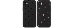 For iPhone SE 3 (2022) SE/8/7 Passion Square Hearts Smiling Diamond Ring Stand Case Cover - Black