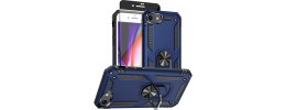For iPhone SE 3 (2022) SE/8/7 Passion Square Hearts Smiling Diamond Ring Stand Case Cover - Blue