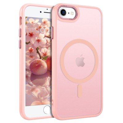For iPhone SE 3 (2022) SE/8/7 Passion Square Hearts Smiling Diamond Ring Stand Case Cover - Pink