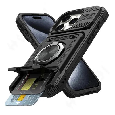 For iPhone SE 3 (2022) SE/8/7 Polished Oil Thick Acrylic Metal Button Hybrid Case Cover - Black