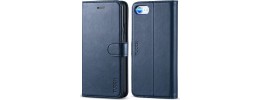 For iPhone SE 3 (2022) SE/8/7 Retro Wallet Card Holder Case Cover - Dark Blue