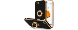 For iPhone SE 3 (2022) SE/8/7 Ring Magnetic Kickstand Hybrid Case Cover - Gold