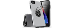 For iPhone SE 3 (2022) SE/8/7 Ring Magnetic Kickstand Hybrid Case Cover - Grey