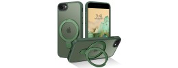 For iPhone SE 3 (2022) SE/8/7 Ring Magnetic Kickstand Hybrid Case Cover - Midnight Green