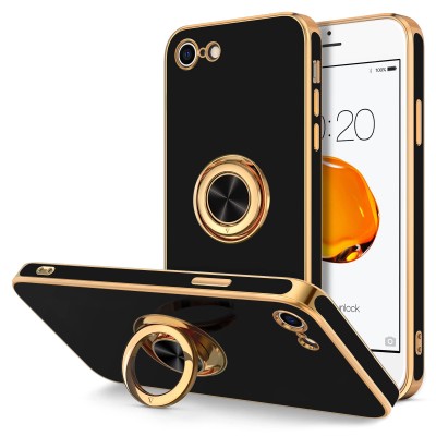 For iPhone SE 3 (2022) SE/8/7 Ring Magnetic Kickstand Hybrid Case Cover - Rose Gold