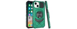 For iPhone SE 3 (2022) SE/8/7 Robotic Hybrid with Magnetic Ring Stand Case Cover - Midnight Green