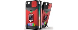 For iPhone SE 3 (2022) SE/8/7 Robotic Hybrid with Magnetic Ring Stand Case Cover - Rose Gold