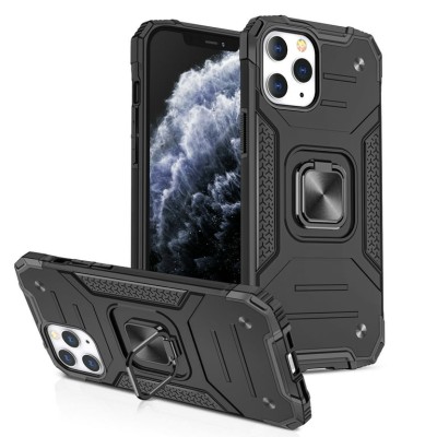 For iPhone SE 3 (2022) SE/8/7 Robust Magnetic Kickstand Hybrid Case Cover - Black