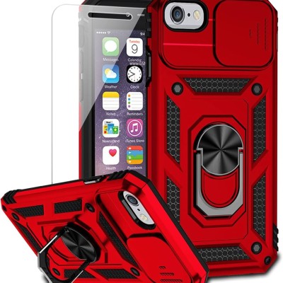 For iPhone SE 3 (2022) SE/8/7 Robust Magnetic Kickstand Hybrid Case Cover - Red