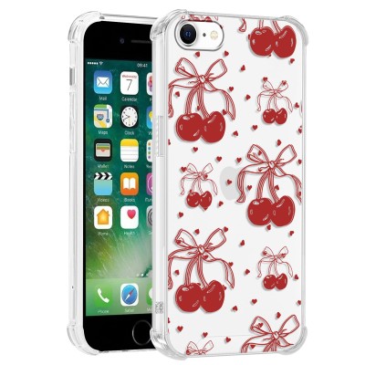 For iPhone SE 3 (2022) SE/8/7 SPLENDID Glitter BOW Design TPU Case Cover - Red