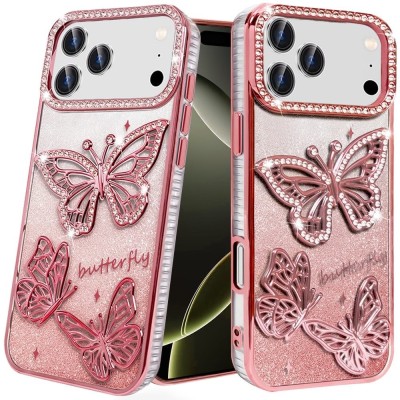 For iPhone SE 3 (2022) SE/8/7 SPLENDID Glitter Butterfly Design TPU Case Cover - Red