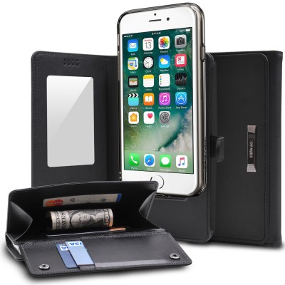 For iPhone SE 3 (2022) SE/8/7 SQUARE Passion Glitter Diamond Ring Stand Case Cover - BLACK CHROME B