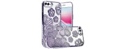 For iPhone SE 3 (2022) SE/8/7 Shimmer Glitter Floral Design Thick TPU Case Cover - Purple