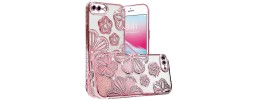 For iPhone SE 3 (2022) SE/8/7 Shimmer Glitter Floral Design Thick TPU Case Cover - Rose Gold